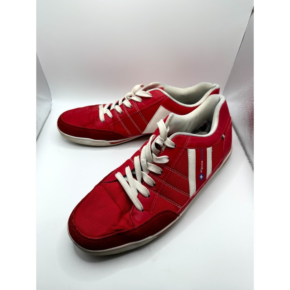 Alpine Swiss Stefan Mens 12 Sneaker Red Suede Trim Low Top Tennis Athletic Shoes